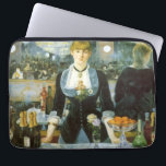 A Bar at the Folies Bergere by Edouard Manet Laptop Sleeve<br><div class="desc">A Bar at the Folies-Bergere (1882) by Edouard Manet is a vintage impressionism fine art portrait painting. Bottles of champagne, a vase with a rose and a bowl of fruit complete this classic bar scene in the Folies Bergère nightclub in Paris, France. A female bartender is about to pour some...</div>