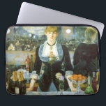 A Bar at the Folies Bergere by Edouard Manet Laptop Sleeve<br><div class="desc">A Bar at the Folies-Bergere (1882) by Edouard Manet is a vintage impressionism fine art portrait painting. Bottles of champagne, a vase with a rose and a bowl of fruit complete this classic bar scene in the Folies Bergère nightclub in Paris, France. A female bartender is about to pour some...</div>