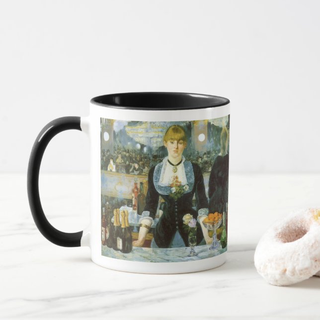 A Bar at the Folies Bergere by Edouard Manet Mug (With Donut)