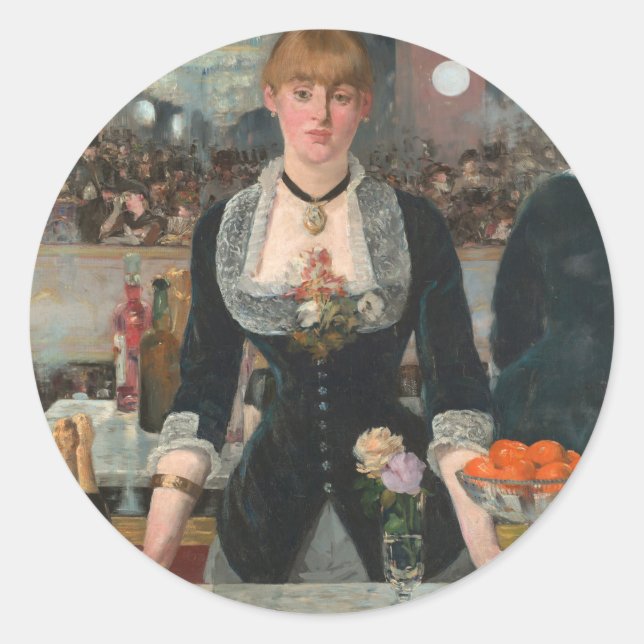 A Bar at the Folies-Bergère Edouard Manet Classic Round Sticker (Front)