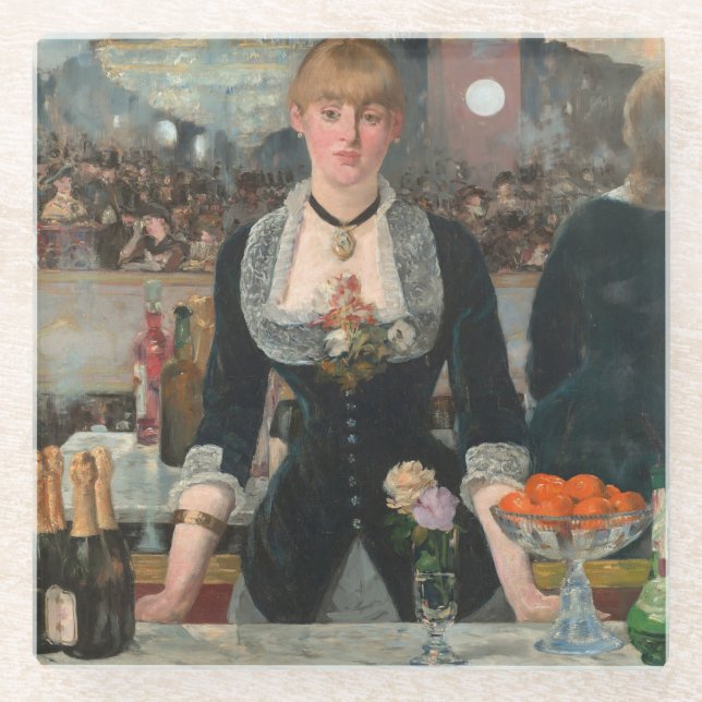 A Bar at the Folies-Bergère Edouard Manet Glass Coaster (Front)
