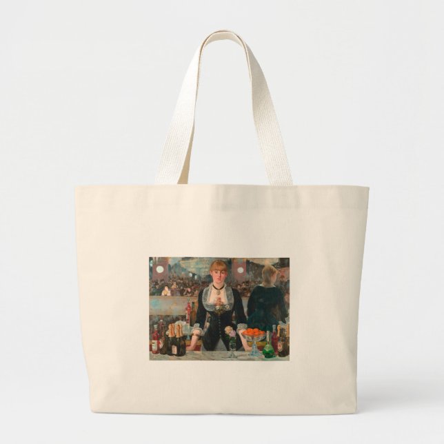 A Bar at the Folies-Bergère Edouard Manet Large Tote Bag (Front)