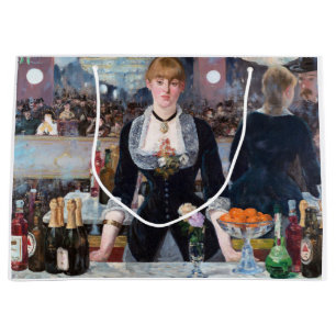 A Bar at the Folies-Bergere, Manet Large Gift Bag