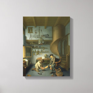 A Barber surgeon tending a peasant's foot Canvas Print