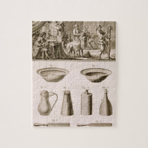 A barbershop and barber tools, from the 'Encyclope Jigsaw Puzzle