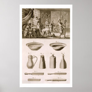 A barbershop and barber tools, from the 'Encyclope Poster