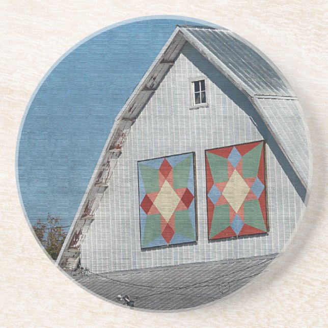 A Barn With Two Quilts Coaster (Front)