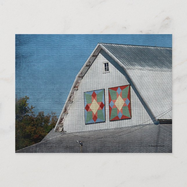 A Barn With Two Quilts Postcard (Front)