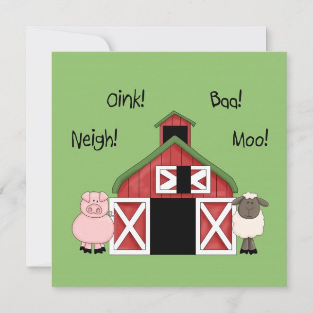 A Barnyard Birthday - Farm-themed Invitation (Front)