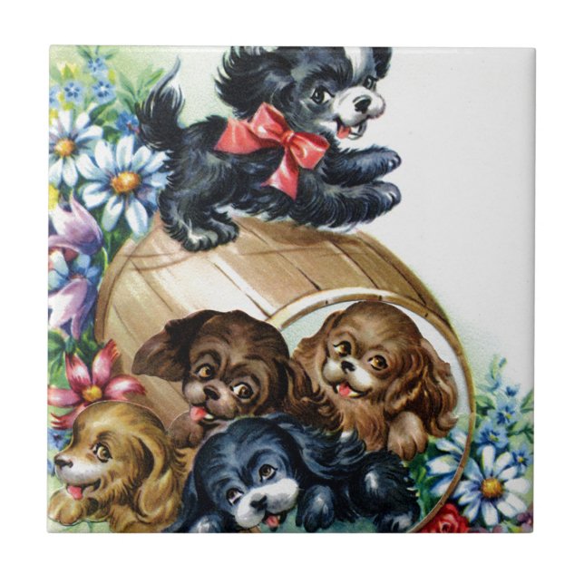 A Barrel of Puppies Tile (Front)