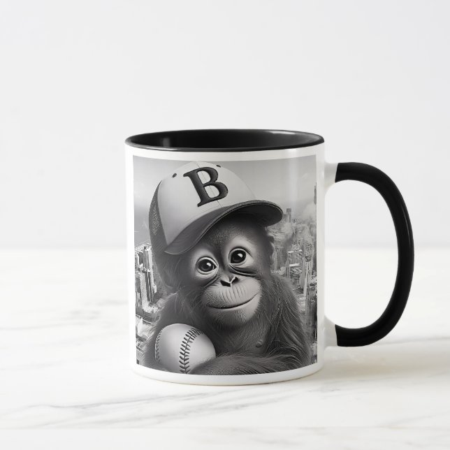 A baseball fan monkey. mug (Right)