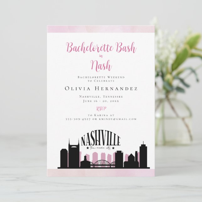 A Bash in Nash Bachlorette Invitation (Standing Front)