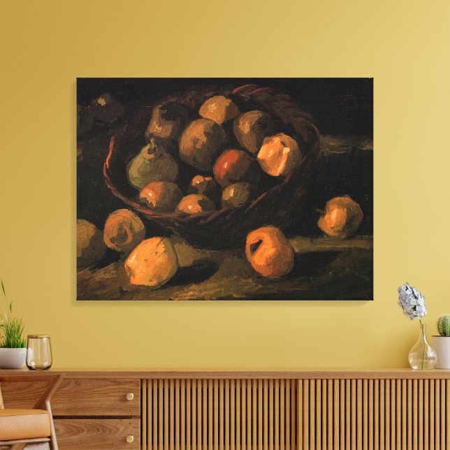 A Basket of Apples by Vincent van Gogh Canvas Print (Insitu(LivingRoom))