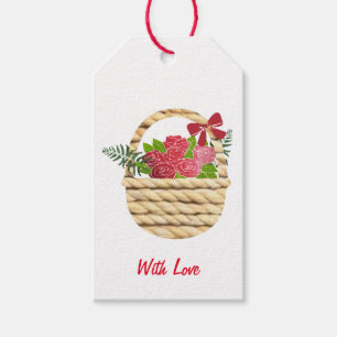 A basket of red roses Gift Tag