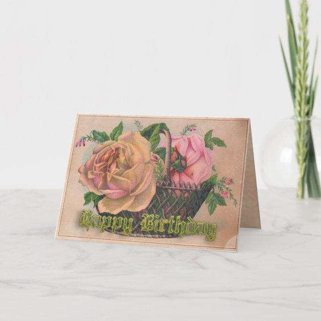 A Basket of Victorian Roses For Your BirthdayThis Card (Front)
