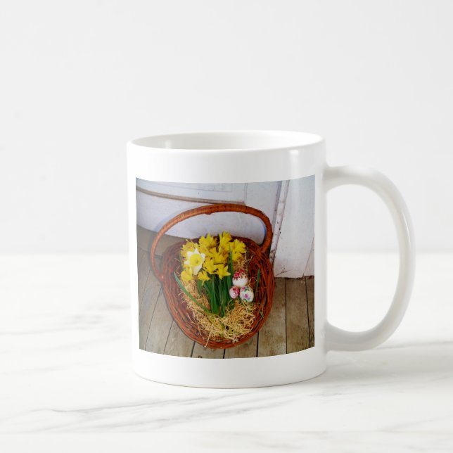 A Basket of Yellow Daffodils and floral Easter Egg Coffee Mug (Right)