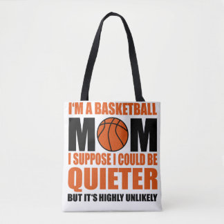 A basketball mum tote bag