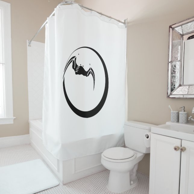 a bat on the moon shower curtain (In Situ)