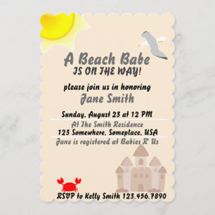 A Beach Babe Is On The Way! Invitation
