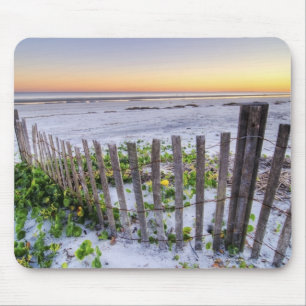 A Beach Fence at Sunset Mouse Mat