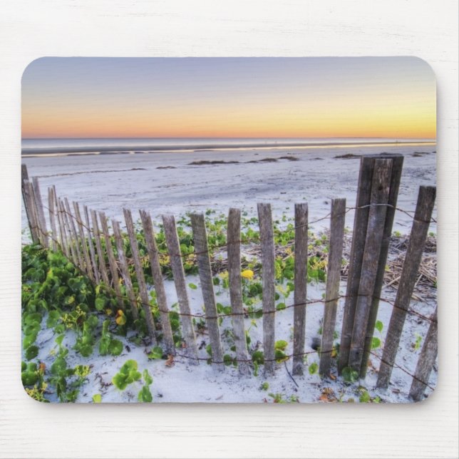 A Beach Fence at Sunset Mouse Mat (Front)