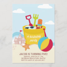 A Beach Party Kid's birthday Party invitation