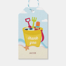 A Beach Party Kid's boy birthday Party favour tag