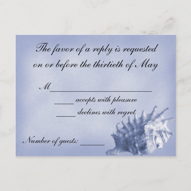 A Beach Wedding RSVP Card (Dark Blue) (Front)