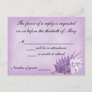 A Beach Wedding RSVP Card (Purple)