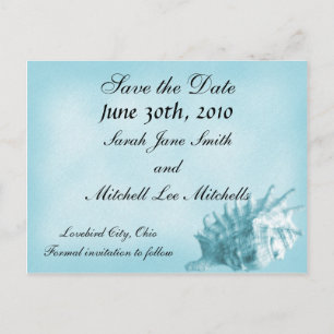 A Beach Wedding Save the Date Postcard (Blue)