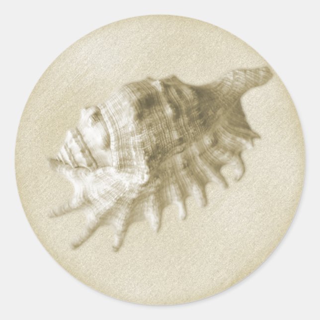 A Beach Wedding  Seashell Sticker (Gold) (Front)