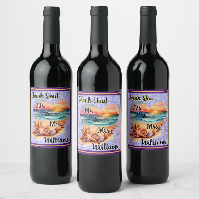 A Beachy Thank You!  Wine Label (Bottles)