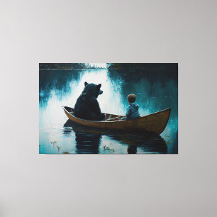 A Bear and His Boy, Painting, Art Canvas Print