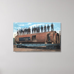 A Bear Cage and Dwelling in a Huge Saw Log Canvas Print