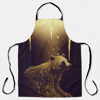 a bear in the moonlight Apron