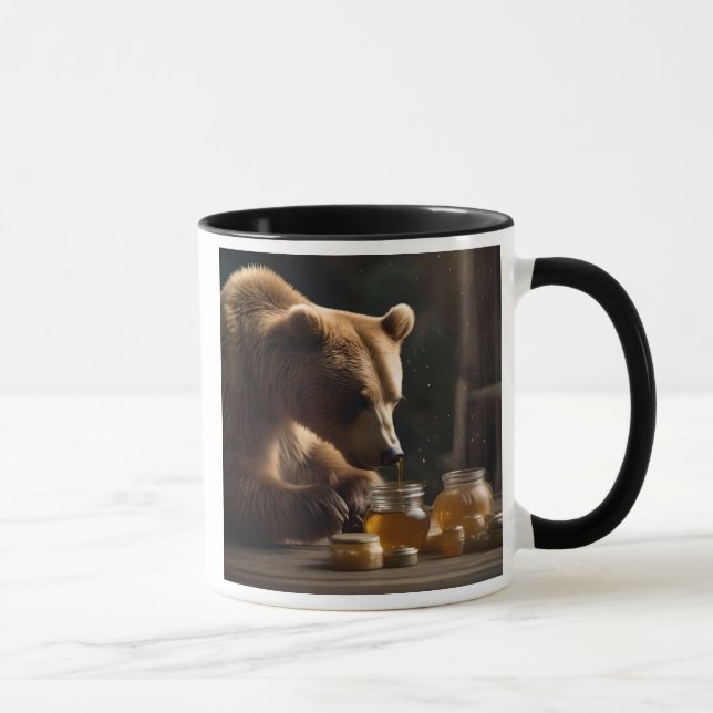A bear is preparing for a sweet tasting. mug (Right)