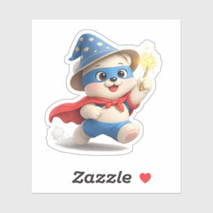 A bear wearing a magician's outfit.