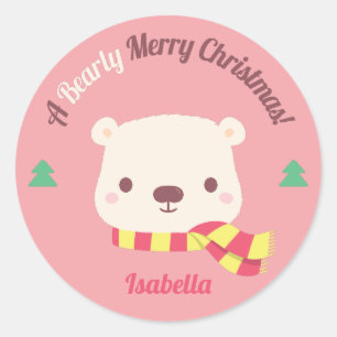 A Bearly Merry Christmas Holiday Greeting Classic Round Sticker