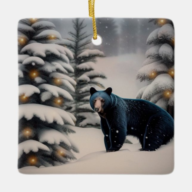 A Beary Merry Christmas Ceramic Ornament (Front)