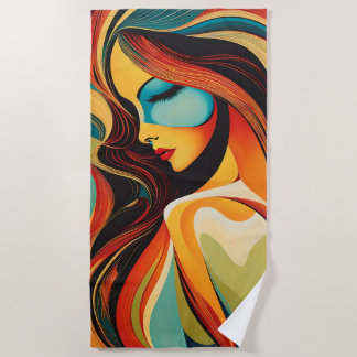 A beautiful abstract portrait beach towel