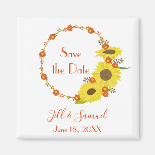 A beautiful and lovely sunflower save the date magnet