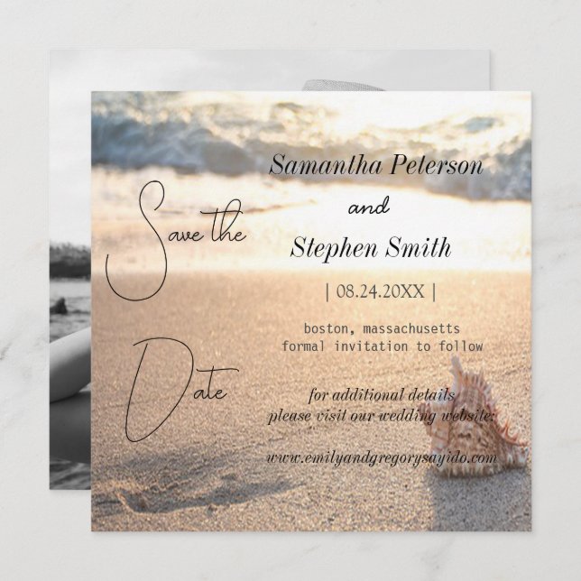 A beautiful beach in Seychelles, your picture save Save The Date (Front/Back)