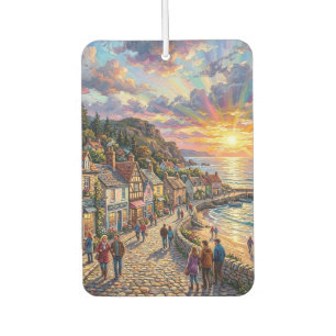 A Beautiful Beach Village Boardwalk at Sunset Car Air Freshener