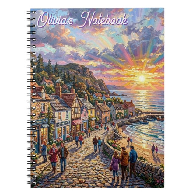 A Beautiful Beach Village Boardwalk at Sunset Notebook (Front)