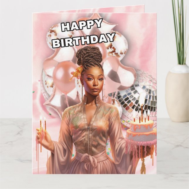 A Beautiful Black Woman Birthday  Card (Front)