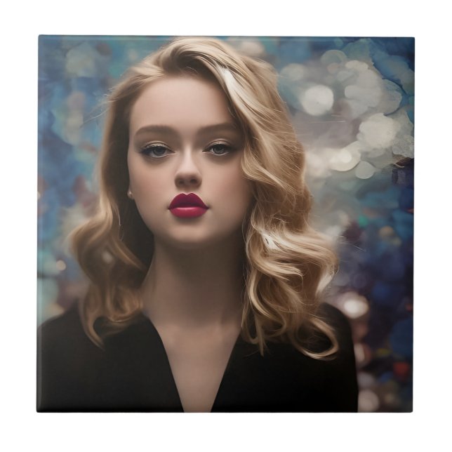 A Beautiful Blonde Woman Tile (Front)