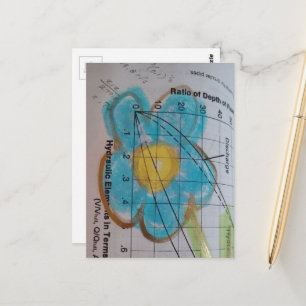 A Beautiful Blue Flower on Vintage Textbook Page Postcard