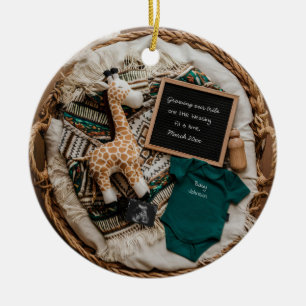 A beautiful boho vintage pregnancy announcement  ceramic tree decoration