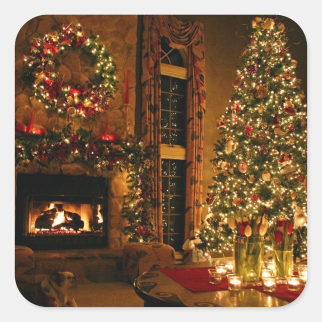 A beautiful Christmas Square Sticker (Front)