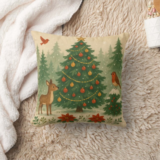 A beautiful Christmas tree in nature Cushion (Blanket)